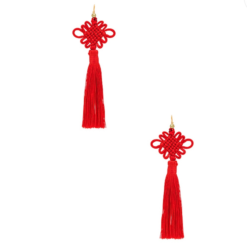 Vanessa Mooney Red Tassel Earrings